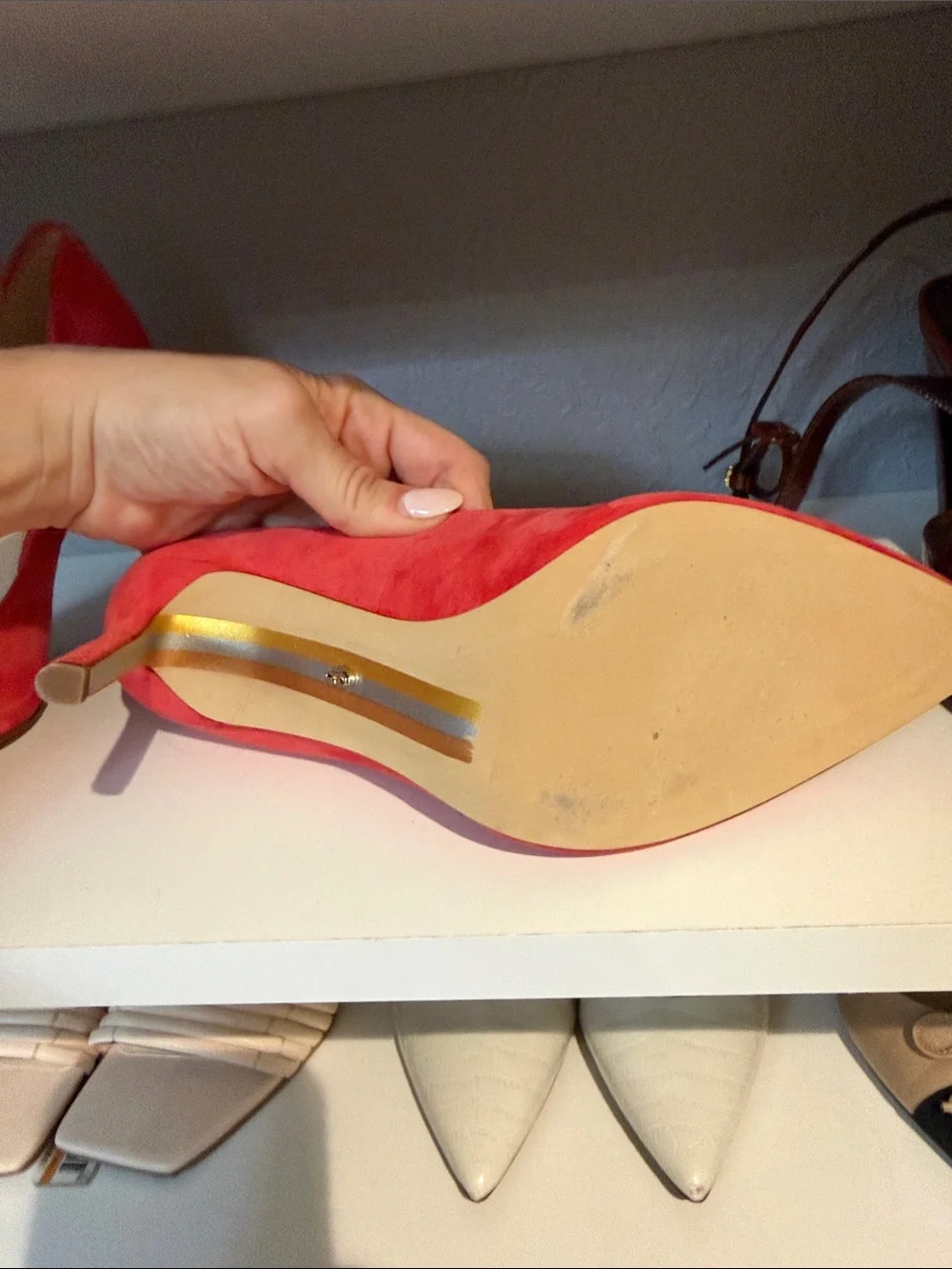 Women's Coral Suede Pointed-Toe Stiletto Pumps - Picture 7 of 8